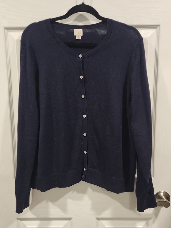 a new day Sweaters - a new day Navy Button-Front Crewneck Cardigan